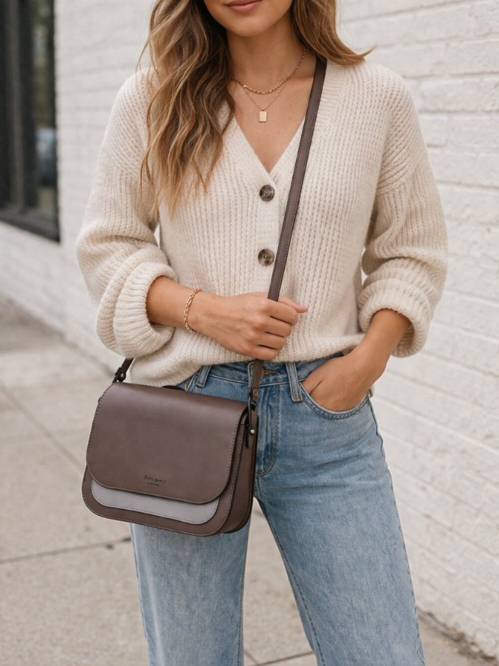 Kate Spade Nadine Shoulder Bag Purple Gray Colorblock‎ Leather Flap Crossbody